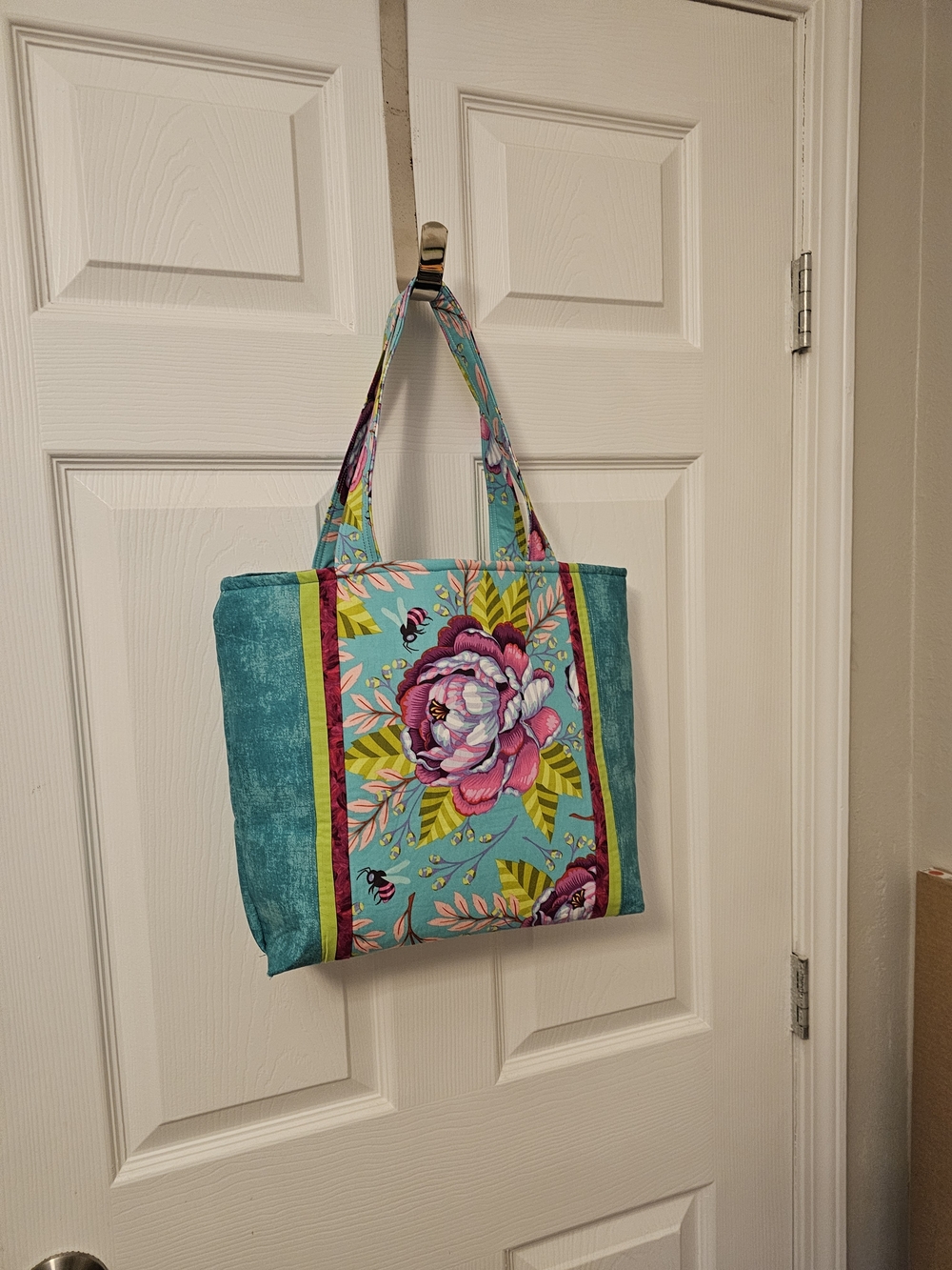 Floral Turquoise Tote Bag - Designer-Inspired